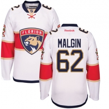 Men's Reebok Florida Panthers #62 Denis Malgin Authentic White Away NHL Jersey