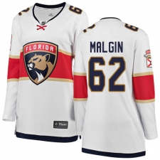 Women's Florida Panthers #62 Denis Malgin Authentic White Away Fanatics Branded Breakaway NHL Jersey
