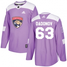 Men's Adidas Florida Panthers #63 Evgenii Dadonov Authentic Purple Fights Cancer Practice NHL Jersey