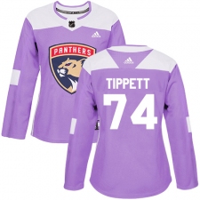 Women's Adidas Florida Panthers #74 Owen Tippett Authentic Purple Fights Cancer Practice NHL Jersey