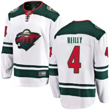 Men's Minnesota Wild #4 Mike Reilly Authentic White Away Fanatics Branded Breakaway NHL Jersey