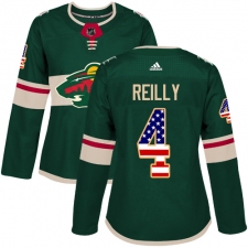 Women's Adidas Minnesota Wild #4 Mike Reilly Authentic Green USA Flag Fashion NHL Jersey