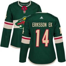 Women's Adidas Minnesota Wild #14 Joel Eriksson Ek Authentic Green Home NHL Jersey