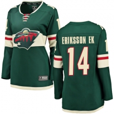 Women's Minnesota Wild #14 Joel Eriksson Ek Authentic Green Home Fanatics Branded Breakaway NHL Jersey