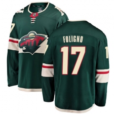 Men's Minnesota Wild #17 Marcus Foligno Authentic Green Home Fanatics Branded Breakaway NHL Jersey