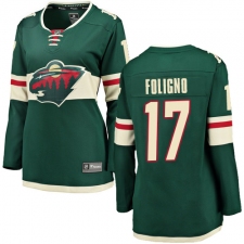 Women's Minnesota Wild #17 Marcus Foligno Authentic Green Home Fanatics Branded Breakaway NHL Jersey