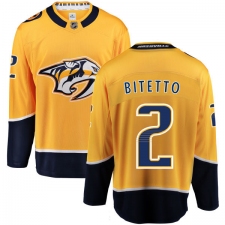 Men's Nashville Predators #2 Anthony Bitetto Fanatics Branded Gold Home Breakaway NHL Jersey