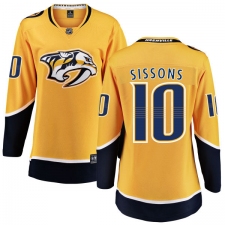 Women's Nashville Predators #10 Colton Sissons Fanatics Branded Gold Home Breakaway NHL Jersey