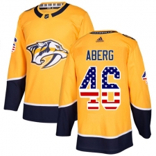Youth Adidas Nashville Predators #46 Pontus Aberg Authentic Gold USA Flag Fashion NHL Jersey