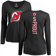 NHL Women's Adidas New Jersey Devils #5 Dalton Prout Black Backer Long Sleeve T-Shirt