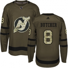 Men's Adidas New Jersey Devils #8 Will Butcher Authentic Green Salute to Service NHL Jersey