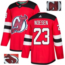 Men's Adidas New Jersey Devils #23 Stefan Noesen Authentic Red Fashion Gold NHL Jersey