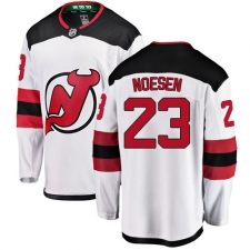 Men's New Jersey Devils #23 Stefan Noesen Fanatics Branded White Away Breakaway NHL Jersey