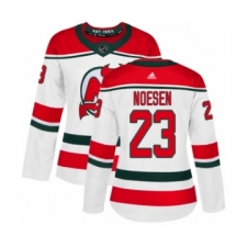 Women's Adidas New Jersey Devils #23 Stefan Noesen Authentic White Alternate NHL Jersey