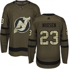 Youth Adidas New Jersey Devils #23 Stefan Noesen Authentic Green Salute to Service NHL Jersey