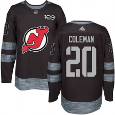 Men's Adidas New Jersey Devils #20 Blake Coleman Authentic Black 1917-2017 100th Anniversary NHL Jersey