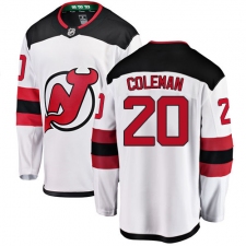 Men's New Jersey Devils #20 Blake Coleman Fanatics Branded White Away Breakaway NHL Jersey