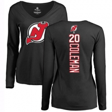 NHL Women's Adidas New Jersey Devils #20 Blake Coleman Black Backer Long Sleeve T-Shirt