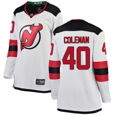 Women's New Jersey Devils #40 Blake Coleman Fanatics Branded White Away Breakaway NHL Jersey