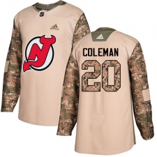 Youth Adidas New Jersey Devils #20 Blake Coleman Authentic Camo Veterans Day Practice NHL Jersey
