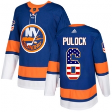 Men's Adidas New York Islanders #6 Ryan Pulock Authentic Royal Blue USA Flag Fashion NHL Jersey