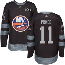 Men's Adidas New York Islanders #11 Shane Prince Authentic Black 1917-2017 100th Anniversary NHL Jersey
