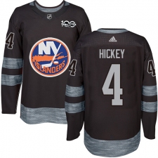Men's Adidas New York Islanders #4 Thomas Hickey Authentic Black 1917-2017 100th Anniversary NHL Jersey