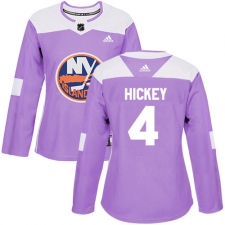 Women's Adidas New York Islanders #4 Thomas Hickey Authentic Purple Fights Cancer Practice NHL Jersey