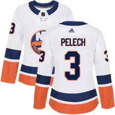 Women's Adidas New York Islanders #3 Adam Pelech Authentic White Away NHL Jersey