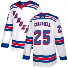 Youth Adidas New York Rangers #25 Adam Cracknell Authentic White Away NHL Jersey