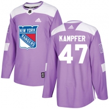 Men's Adidas New York Rangers #47 Steven Kampfer Authentic Purple Fights Cancer Practice NHL Jersey