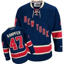 Men's Reebok New York Rangers #47 Steven Kampfer Authentic Navy Blue Third NHL Jersey