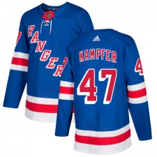 Youth Adidas New York Rangers #47 Steven Kampfer Authentic Royal Blue Home NHL Jersey