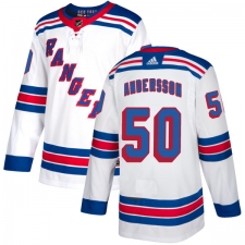 Women's Adidas New York Rangers #50 Lias Andersson Authentic White Away NHL Jersey