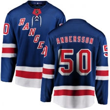 Youth New York Rangers #50 Lias Andersson Fanatics Branded Royal Blue Home Breakaway NHL Jersey