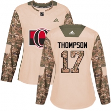 Women's Adidas Ottawa Senators #17 Nate Thompson Authentic Camo Veterans Day Practice NHL Jersey