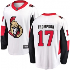 Youth Ottawa Senators #17 Nate Thompson Fanatics Branded White Away Breakaway NHL Jersey