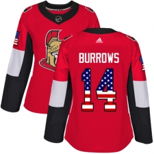 Women's Adidas Ottawa Senators #14 Alexandre Burrows Authentic Red USA Flag Fashion NHL Jersey