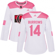 Women's Adidas Ottawa Senators #14 Alexandre Burrows Authentic White/Pink Fashion NHL Jersey
