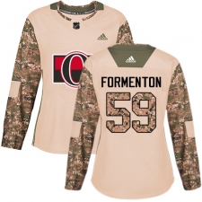 Women's Adidas Ottawa Senators #59 Alex Formenton Authentic Camo Veterans Day Practice NHL Jersey
