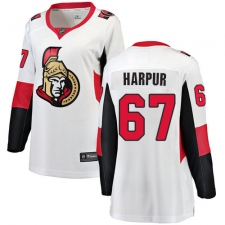 Women's Ottawa Senators #67 Ben Harpur Fanatics Branded White Away Breakaway NHL Jersey