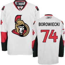 Women's Reebok Ottawa Senators #74 Mark Borowiecki Authentic White Away NHL Jersey