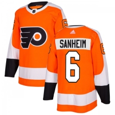 Men's Adidas Philadelphia Flyers #6 Travis Sanheim Authentic Orange Home NHL Jersey
