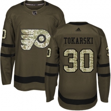 Men's Adidas Philadelphia Flyers #30 Dustin Tokarski Authentic Green Salute to Service NHL Jersey