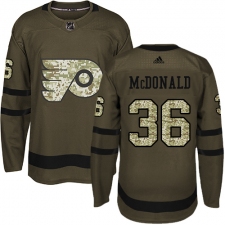 Men's Adidas Philadelphia Flyers #36 Colin McDonald Authentic Green Salute to Service NHL Jersey