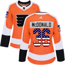 Women's Adidas Philadelphia Flyers #36 Colin McDonald Authentic Orange USA Flag Fashion NHL Jersey