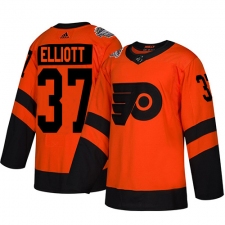 Men's Adidas Philadelphia Flyers #37 Brian Elliott Orange Authentic 2019 Stadium Series Stitched NHL Jersey