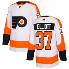 Women's Adidas Philadelphia Flyers #37 Brian Elliott Authentic White Away NHL Jersey