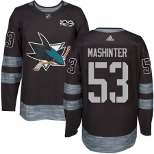 Men's Adidas San Jose Sharks #53 Brandon Mashinter Authentic Black 1917-2017 100th Anniversary NHL Jersey