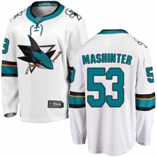 Men's San Jose Sharks #53 Brandon Mashinter Fanatics Branded White Away Breakaway NHL Jersey
